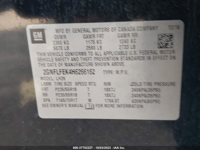 2GNFLFEK4H6266162 Chevrolet EQUINOX LT