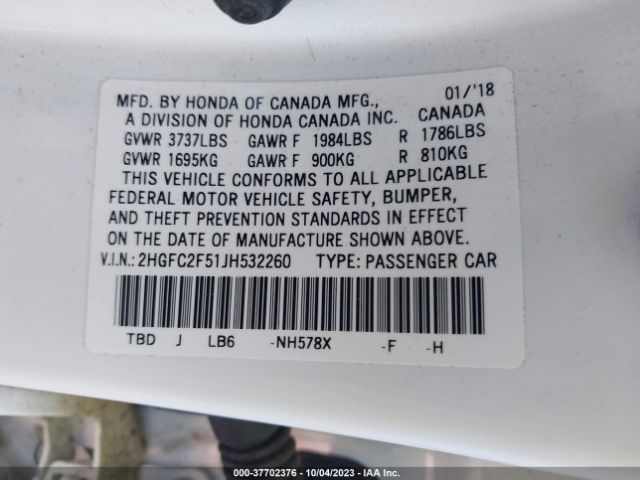 2HGFC2F51JH532260 Honda Civic Sedan Lx