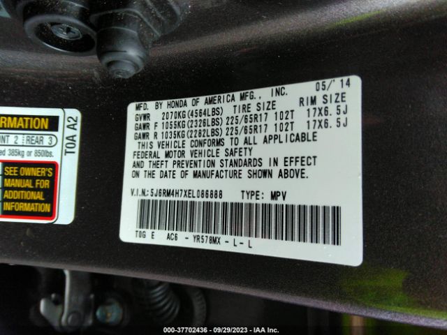 5J6RM4H7XEL086888 Honda Cr-v Ex-l