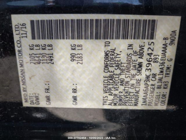 1N4AA6AP3HC396425 Nissan Maxima Sr