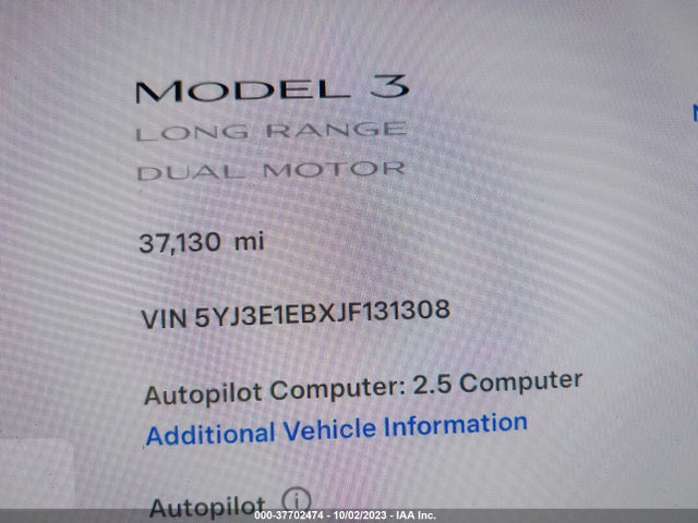 5YJ3E1EBXJF131308 Tesla Model 3 Long Range