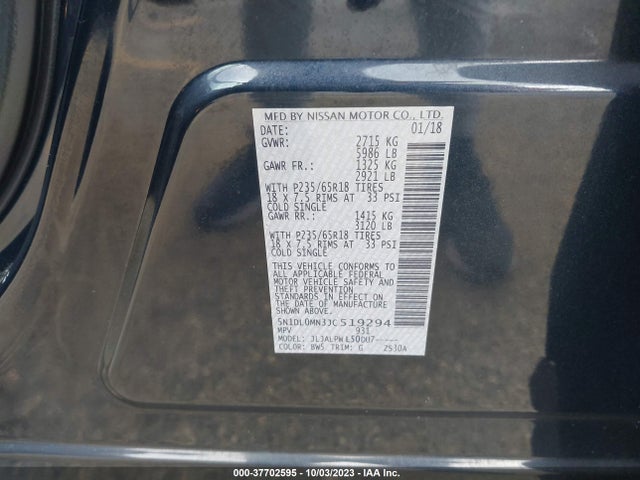 Infiniti QX60 2018 5N1DL0MN3JC519294 Image 9