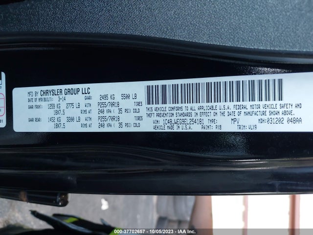 2014 JEEP WRANGLER UNLIMITED ALTITUDE VIN: 1C4BJWEG9EL254181
