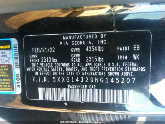 5XXG14J29NG145207 KIA K5 LXS