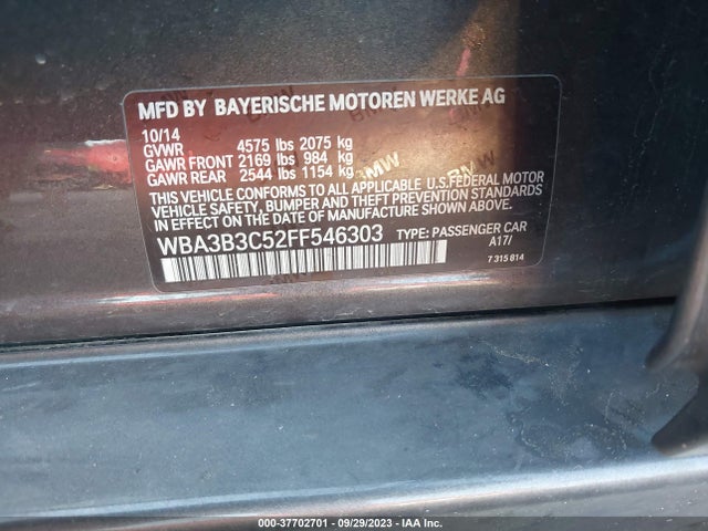 BMW 328i Xdrive 2015 WBA3B3C52FF546303 Image 9