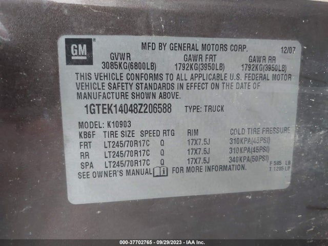 2008 GMC SIERRA 1500 1GTEK14048Z206588 Photo 8