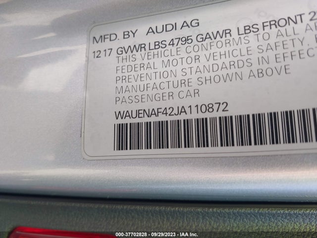 2018 AUDI A4 2.0T TECH PREMIUM/2.0T PREMIUM VIN: WAUENAF42JA110872