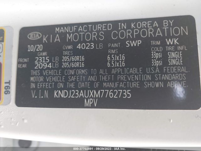 KNDJ23AUXM7762735 KIA SOUL S