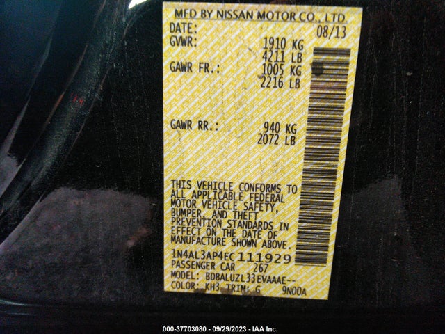 Nissan Altima 2.5 Sv 2014 1N4AL3AP4EC111929 Image 9