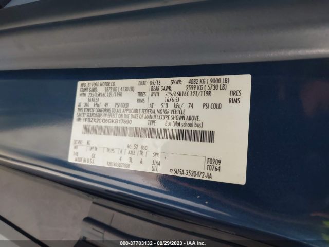 1FBZX2CG6GKB17690 Ford Transit Wagon Xl/xlt