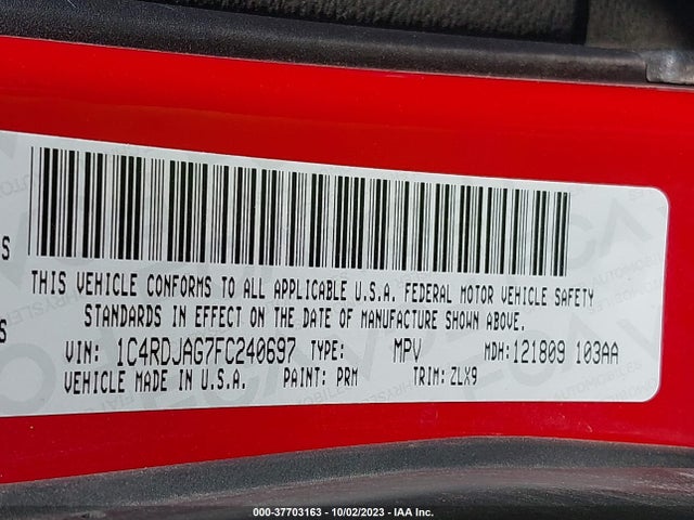 Dodge Durango Sxt 2015 1C4RDJAG7FC240697 Image 9
