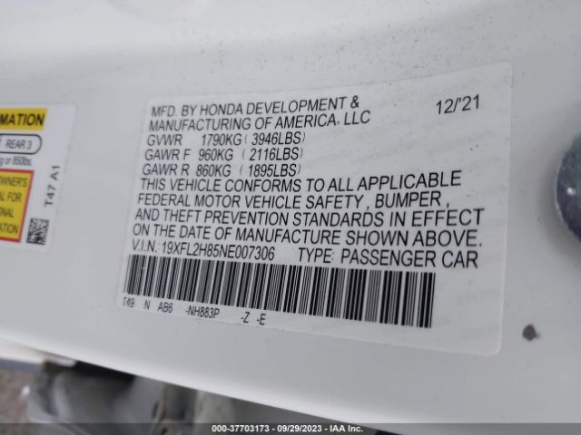 2022 HONDA CIVIC 19XFL2H85NE007306 Photo 8