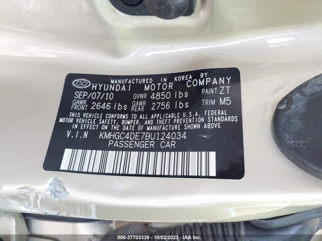 2011 HYUNDAI GENESIS KMHGC4DE7BU124034 Photo 8