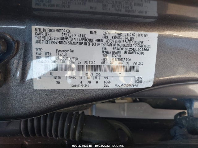 2014 FORD FOCUS SE VIN: 1FADP3K25EL302568