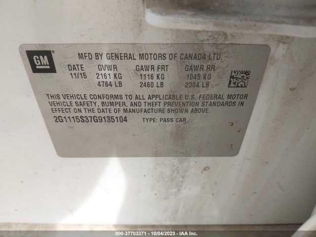 Chevrolet Impala 2lt 2016 2G1115S37G9135104 Image 9