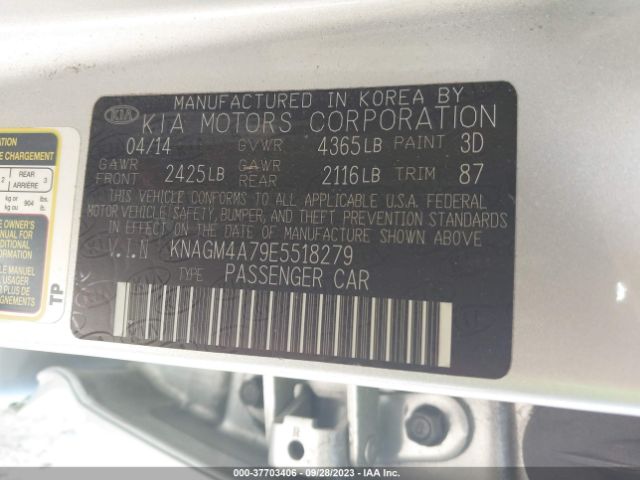 KNAGM4A79E5518279 KIA Optima Lx