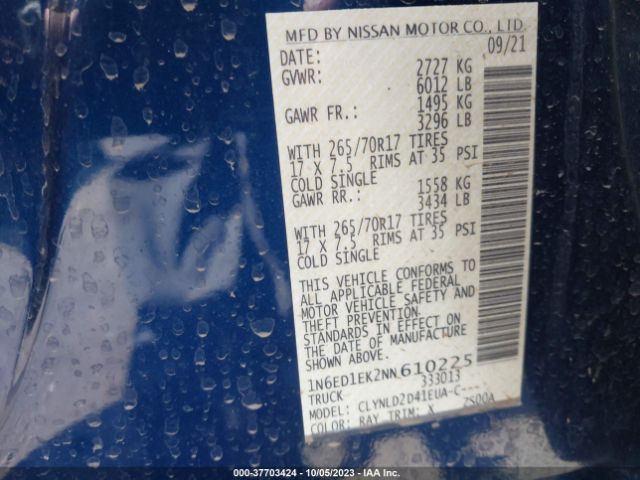 1N6ED1EK2NN610225 Nissan Frontier Pro-4x