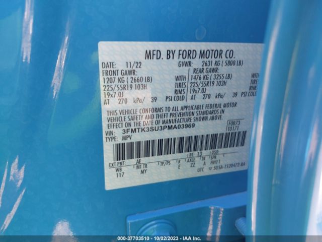 3FMTK3SU3PMA03969 Ford Mustang Mach-e Premium