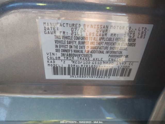 3N1AB8DV4NY288575 Nissan SENTRA SR