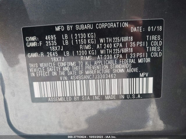 4S4BSANC7J3303462 Subaru Outback Limited