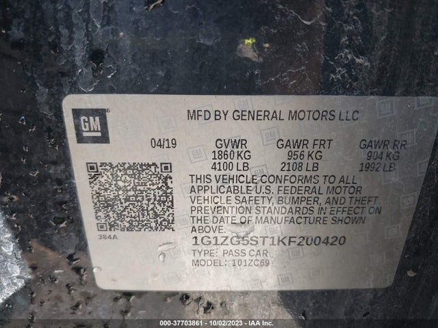 Chevrolet MALIBU RS 2019 1G1ZG5ST1KF200420 Image 9