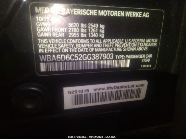 WBA6D6C52GG387903 BMW 6 Series 650i Xdrive