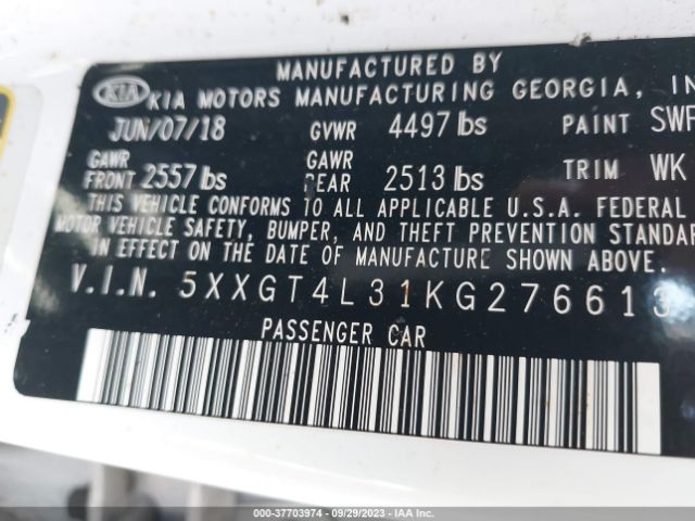 5XXGT4L31KG276613 KIA Optima Lx