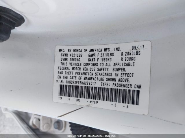 1HGCR2F58HA229017 Honda Accord Sport