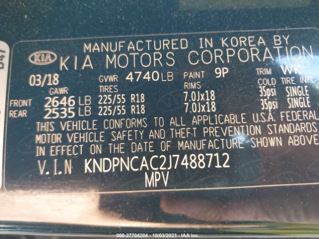 KNDPNCAC2J7488712 KIA Sportage Ex