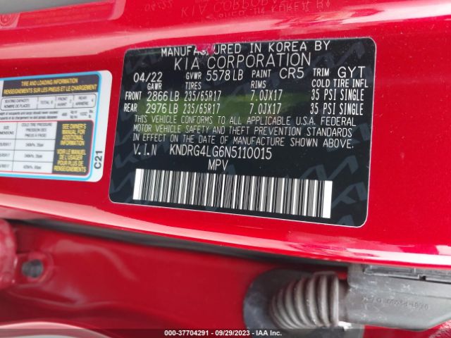 KNDRG4LG6N5110015 KIA Sorento Hybrid S