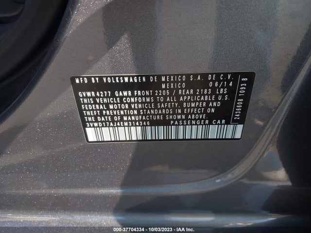 3VWD17AJ4EM314346 Volkswagen Jetta Sedan Se W/connectivity