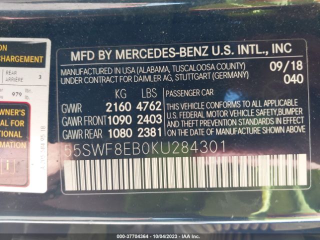 55SWF8EB0KU284301 Mercedes-Benz C-class C 300