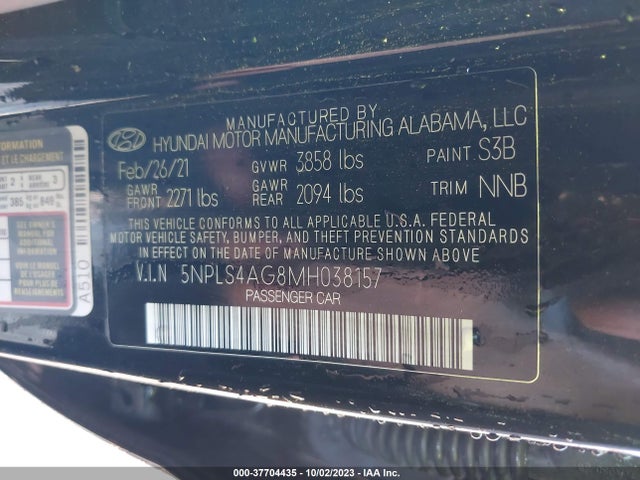 Hyundai ELANTRA SEL 2021 5NPLS4AG8MH038157 Image 9