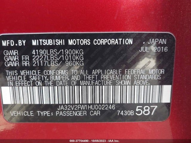 JA32V2FW1HU002246 Mitsubishi Lancer Es/se/sel