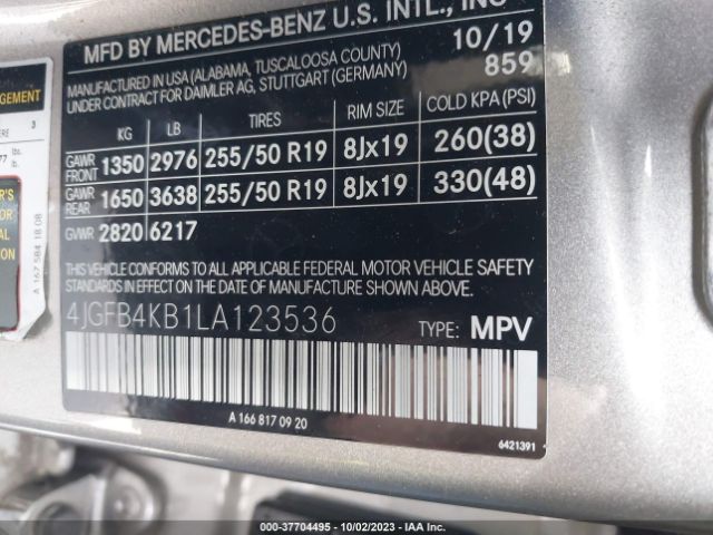 2020 MERCEDES-BENZ GLE 350 4JGFB4KB1LA123536 Photo 8