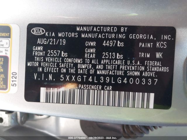 5XXGT4L39LG400337 KIA Optima Lx