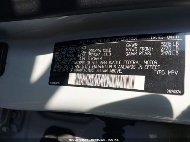 2011 VOLVO XC90 3.2 VIN: YV4952CY3B1602813