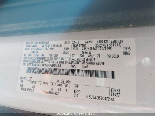 1FTBW2CGXGKA95435 Ford TRANSIT CARGO VAN