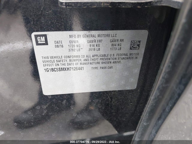 2017 CHEVROLET CRUZE LS VIN: 1G1BC5SMXH7126441