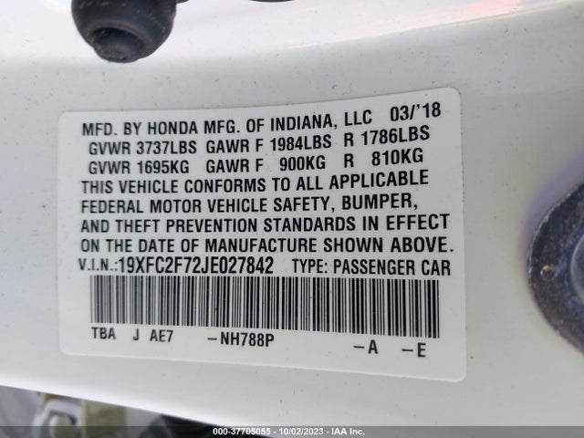 Honda Civic Sedan Ex 2018 19XFC2F72JE027842 Image 9