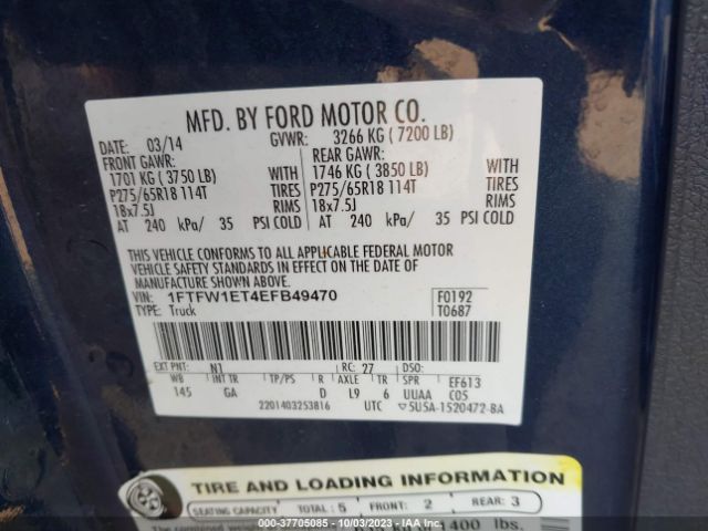 1FTFW1ET4EFB49470 Ford F-150 Xl/xlt/fx4/lariat