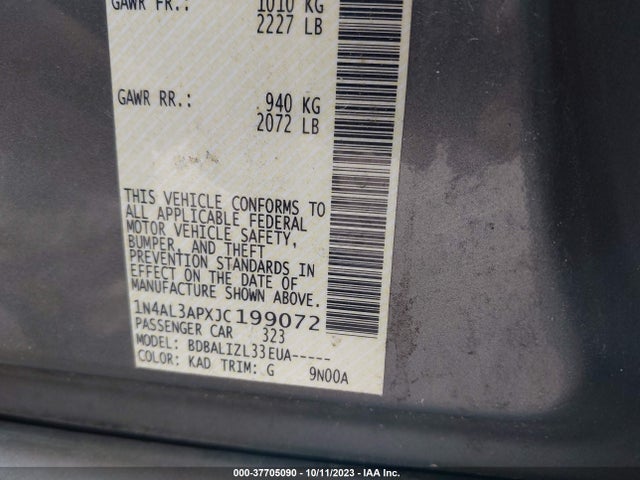 Nissan Altima 2.5 Sv 2018 1N4AL3APXJC199072 Image 9