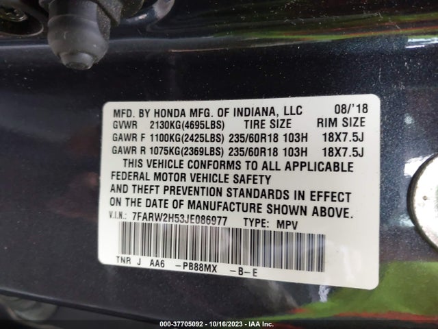 Honda CR-V EX 2018 7FARW2H53JE086977 Image 9