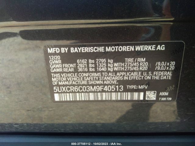 5UXCR6C03M9F40513 BMW X5 Xdrive40i