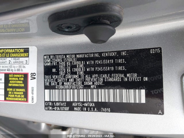 Toyota Venza Le/xle 2015 4T3BA3BB3FU072367 Image 9