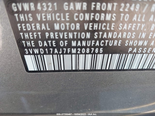 3VWD17AJ7FM208765 Volkswagen Jetta Sedan 1.8t Se