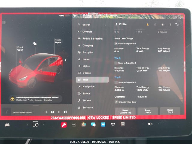 2023 TESLA MODEL Y LONG RANGE VIN: 7SAYGAEE5PF699455