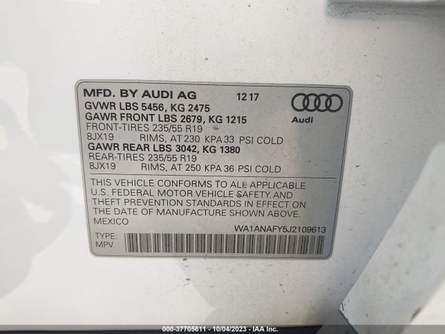 WA1ANAFY5J2109613 Audi Q5 Premium/tech Premium