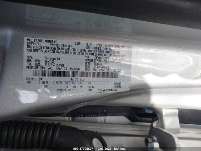 Ford FOCUS SE 2014 1FADP3F28EL219226 Image 9