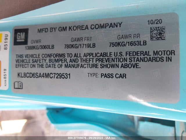 Chevrolet SPARK 1LT 2021 KL8CD6SA4MC729531 Image 9